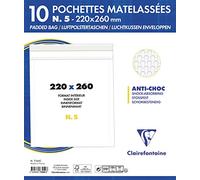 Clairefontaine 7345C - Pack of 10 Padded Envelopes - Lined with Bubble Wrap - Size: 220x260 mm - 90g/m² - White Colour - Mailing - Manufactured in France