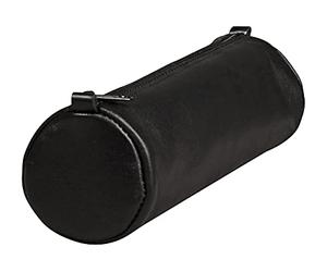 Clairefontaine 77016C - Collection Age Bag - One Round Genuine Black Lambskin Leather Case - Dimensions: 21 cm x 6 cm - Manufactured in France - Organisation