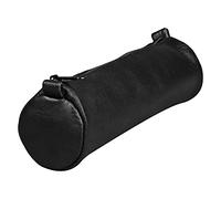 Clairefontaine - Ref 77019C - Age Bag Small Leather Round Pencil Case - 18.5 x 4cm, Genuine Lambskin Leather, Vegetable Tanned Dye, Metal Zipper - Black