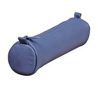Clairefontaine - Ref 77024C - Age Bag Small Leather Round Pencil Case - 18.5 x 4cm, Genuine Lambskin Leather, Vegetable Tanned Dye, Metal Zipper - Blue
