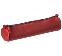 Clairefontaine - Ref 77030C - Age Bag Small Leather Round Pencil Case - 18.5 x 4cm, Genuine Lambskin Leather, Vegetable Tanned Dye, Metal Zipper - Red