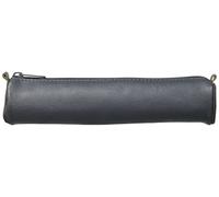 Clairefontaine - Ref 77034C - Age Bag Small Round Pencil Case - 185 x 40 x 40mm in Size, Genuine Lambskin Leather, Soft & Supple to Touch, Metal Zip With Metal Pull - Grey