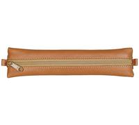 Clairefontaine 77036C - Age Bag Collection - One Flat Pencil Case in Genuine Brown Lambskin Leather - Dimensions: 20 cm x 4.5 cm - Elastic to fit notebooks