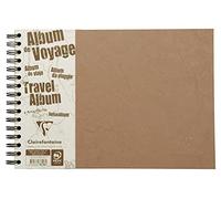 Clairefontaine 78106C Collection Age Bag A Tobacco Spiral Travel Album - A4 Landscape 29,7x21 cm - 80 Pages - White Paper 120 g Lined + Black Grain Paper 160 g - Glossy Leather Grain Cover