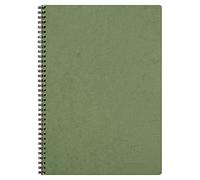 Clairefontaine 781423C Age Bag Collection Green Spiral Notebook - A4 21x29.7 cm - 100 Small Squares Pages - White Paper 90 g - Glossy Card Cover Leather Grain