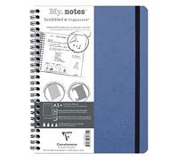Clairefontaine 782334C Age Bag Collection MyNotes Blue Margin Spiral Notebook A5+ 16x21cm - 120 Detachable Pages DOT - 90gsm White Paper - Grain Leather Cover