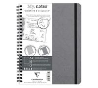 Clairefontaine 782335C Collection Age Bag MyNotes Grey Spiral Notebook w/ Margins - A5+ 16x21cm - 120 Detachable Pages DOT - 90gsm White - Grain Leather Cover