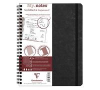 Clairefontaine 782361C Age Bag Collection MyNotes Black Spiral Notebook w/ Margins - A5+ 16x21cm - 120 Ruled Detachable Pages - 90gsm White Leather Card Cover