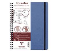 Clairefontaine 782364C Age Bag Collection MyNotes Blue Detachable Margin Spiral Notebook A5+ 16x21cm - 120 Lined Detachable Pages - 90gsm White - Leather Cover