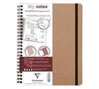 Clairefontaine 78236C Age Bag Collection A Tobacco My.Notes Tear-Off Margin Spiral Notebook - A5+ 16x21cm - 120 Lined Tear-Off Pages - 90gsm White Paper - Leather Grain Glossy Card Cover