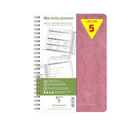 Clairefontaine 782396CPack Age Bag Set of 5 My.dailyplanner Spiral Notebooks Antique Pink A5 14,8x21 cm - 250 Detachable Pages Daily Schedule and DOT - White Paper 90 g - Card Cover