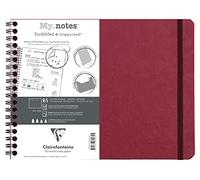 Clairefontaine 782432C Age Bag MyNotes Red Spiral Notebook w/ Margins - B5 25x19 cm - 120 Detachable Pages DOT - 90 gsm White Paper - Card Cover Leather Grain