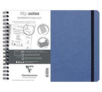 Clairefontaine 782434C Age Bag MyNotes Blue Spiral Notebook w/ Margins - B5 25x19 cm - 120 Detachable Pages DOT - 90gsm White Paper - Grain Leather Card Cover
