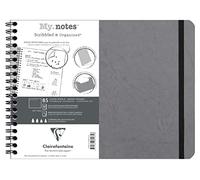 Clairefontaine 782435C Age Bag A Spiral Notebook with Detachable Margins My.Notes Gray - B5 Landscape 25x19 cm - 120 Detachable Pages DOT - White Paper 90 g - Glossy Leather Grain Card Cover