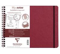 Clairefontaine 782462C Age Bag MyNotes Red Spiral Notebook w/ Margins - B5 25x19cm - 120 Ruled Detachable Pages - 90gsm White Paper - Grain Leather Card Cover