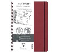 Clairefontaine 783432C Age Bag Collection MyNotes Red Spiral Notebook w/ Margins A4 21x29.7cm - 120 Detachable Pages DOT - White Paper 90g - Card Cover Leather