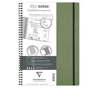 Clairefontaine 783433C Age Bag Collection MyNotes Green Spiral Notebook w/ Margins - A4 21x29.7cm - 120 Detachable Pages DOT - White Paper 90g - Cover Leather