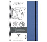 Clairefontaine 783434C Age Bag Collection A My.Notes Blue Detachable Margin Spiral Notebook - A4 21x29.7 cm - 120 Detachable Pages DOT - White Paper 90 g - Glossy Card Cover Leather Grain