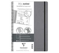 Clairefontaine 783435C Age Bag Collection My.Notes Grey Spiral Notebook with Detachable Margins - A4 21x29.7 cm - 120 Detachable Pages DOT - White Paper 90 g - Glossy Card Cover Leather Grain