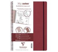 Clairefontaine 783462C Collection Age Bag One Spiral Notebook with Tear-Off Margins My.Notes Red - A4 21 x 29.7 cm - 120 Detachable Lined Pages 90g White Paper - Glossy Leather Grain Card Cover