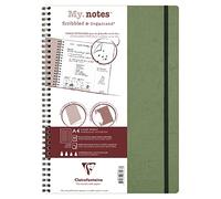 Clairefontaine 783463C Age Bag Collection MyNotes Green Spiral Notebook w/ Margins A4 21x29.7cm - 120 Lined Detachable Pages - 90g White Paper - Leather Cover