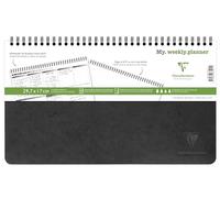Clairefontaine 783491C Age Bag Collection My.weekly.planner Black Spiral Notebook - 29.7x17 cm - 120 Detachable Pages Office and DOT Organiser - White Paper 90 g - Card Cover