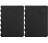 Clairefontaine 785321C Age Bag Collection Black Spiral Notebook - A5 14.8x21cm - 100 Small Squares Pages - White Paper 90 g - Glossy Card Cover Leather Grain (Pack of 2)