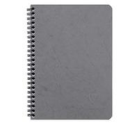 Clairefontaine - Ref 785325C - Age Bag Wirebound Notebook (100 Pages) - A5 Size, Squared Rulings, 90gsm Brushed Vellum Paper, Pocket for Loose Documents - Grey Cover