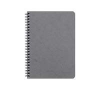 Clairefontaine - Ref 785325C - Age Bag Wirebound Notebook (100 Pages) - A5 Size, Squared Rulings, 90gsm Brushed Vellum Paper, Pocket for Loose Documents - Grey Cover