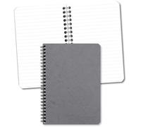 Clairefontaine - Ref 785365C - Age Bag Wirebound Notebook (100 Pages) - A5 Size, Lined Rulings, 90gsm Brushed Vellum Paper, Pocket for Loose Documents - Grey Cover