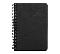 Clairefontaine 785921C Collection Age Bag Black Spiral Notebook - 9x14 cm - 100 Small Square Pages - 90 g White Paper - Glossy Grain Leather Card Cover