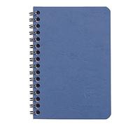 Clairefontaine 785924C Collection Age Bag Blue Spiral Notebook - 9x14 cm - 100 Small Square Pages - White Paper 90 g - Leather Grain Glossy Card Cover