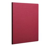 Clairefontaine - Ref 791402C - Age Bag Clothbound Notebook (192 Pages) - A4 Size, Plain Rulings, 90gsm Brushed Vellum Paper - Red Leather Effect Cover