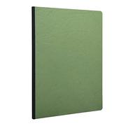 Clairefontaine - Ref 791403C - Age Bag Clothbound Notebook (192 Pages) - A4 Size, Plain Rulings, 90gsm Brushed Vellum Paper - Green Leather Effect Cover