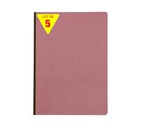 Clairefontaine 791406CPack Age Bag Collection Set of 5 Antique Pink Canvas Sewn Notebooks A4 21x29,7cm - 192 White Plain Pages 90g Paper - Glossy Leather Cover