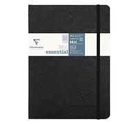 Clairefontaine 793421C Collection Age Bag A Stitched My.Essential Black Lacquered Notebook - A5 14,8x21 cm - 192 Numbered Pages Small Squares - 90 g Ivory Paper - Glossy Leather-Grained Cardboard Cover