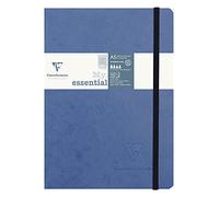 Clairefontaine 793424C Collection Age Bag A Stitched My.Essential Blue Elastic Notebook - A5 14,8x21 cm - 192 Numbered Pages Small Squares - Ivory Paper 90 g - Glossy Leather Grain Cardboard Cover