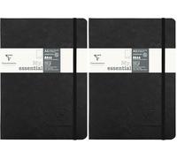 Clairefontaine 793431C Age Bag Collection A My.Essential Black Sewn Elastic Notebook - A5 14.8x21 cm - 192 DOT Numbered Pages - 90 g Ivory Paper - Grain Leather Glossy Card Cover (Pack of 2)