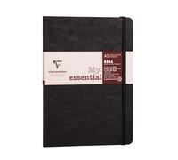 Clairefontaine 793431C Age Bag Collection A My.Essential Black Sewn Elastic Notebook - A5 14.8x21 cm - 192 DOT Numbered Pages - 90 g Ivory Paper - Grain Leather Glossy Card Cover