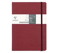 Clairefontaine 793432C Collection Age Bag One Stitched My.Essential Embroidered Elastic Notebook Red - A5 14,8x21 cm - 192 DOT Numbered Pages - 90 g Ivory Paper - Glossy Leather Grain Cover Card