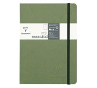 Clairefontaine 793433C Collection Age Bag A Green My.Essential Stitched Elasticated Notebook - A5 14,8x21 cm - 192 DOT Numbered Pages - 90 g Ivory Paper - Glossy Leather Grain Cover Card