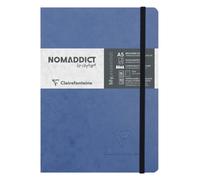 Clairefontaine 793434C Collection Age Bag Stitched MyEssential Notebook Blue - A5 14,8x21cm - 192 DOT Numbered Pages - Paper Ivory 90g - Leather Cover