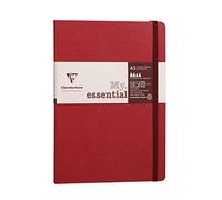 Clairefontaine 793462C Collection Age Bag One Stitched My.Essential Stitched Elastic Notebook Red - A5 14,8x21 cm - 192 Numbered Lined Pages - 90 g Ivory Paper - Grain Leather Glossy Hardcover