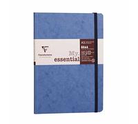 Clairefontaine 793464C Collection Age Bag One Stitched My.Essential Sewn Notebook Blue - A5 14,8x21 cm - 192 Numbered Lined Pages - 90 g Ivory Paper - Grain Leather Glossy Hardcover