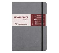 Clairefontaine - Ref 793465C - Age Bag Thread-Bound Notebook (192 Pages) - A5 Size, Lined Rulings, 90gsm Brushed Vellum Paper, Elastic Closure - Grey Cover