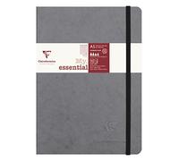 Clairefontaine - Ref 793465C - Age Bag Thread-Bound Notebook (192 Pages) - A5 Size, Lined Rulings, 90gsm Brushed Vellum Paper, Elastic Closure - Grey Cover