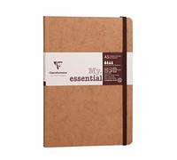 Clairefontaine 79346C Collection Age Bag One Stitched Elasticated Notebook My.Essential Tobacco - A5 14,8x21 cm - 192 Numbered Lined Pages - 90 g Ivory Paper - Leather Flower Glossy Hardcover
