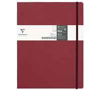Clairefontaine - Ref 794432C - Age Bag Leatherette "My.Essential" Thread-Bound Notebook (192 Pages) - 19 x 25cm, Dot Rulings, 90gsm Ivory Vellum Paper - Red
