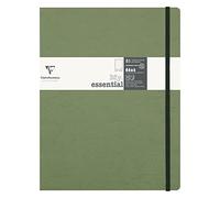 Clairefontaine - Ref 794433C - Age Bag Leatherette "My.Essential" Thread-Bound Notebook (192 Pages) - 19 x 25cm, Dot Rulings, 90gsm Ivory Vellum Paper - Green