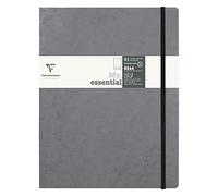 Clairefontaine - Ref 794435C - Age Bag Leatherette "My.Essential" Thread-Bound Notebook (192 Pages) - 19 x 25cm, Dot Rulings, 90gsm Ivory Vellum Paper - Grey